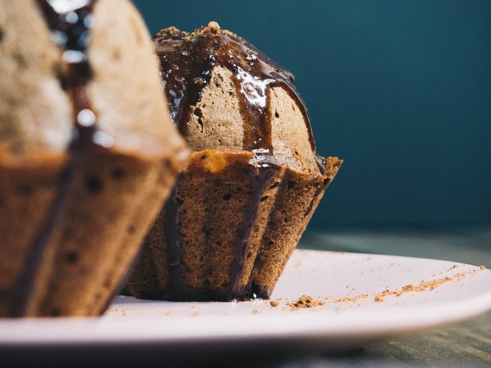 Chocolate Cupcakes on White Ceramic Plate