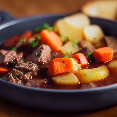 Beef Stew Made In A Slow Cooker With Creole Flavors